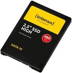 Intenso Interne 2,5" SSD SATA III High, 480 GB, 520 MB/Sekunden, Schwarz
