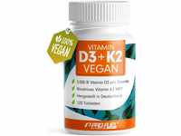 Vitamin D3 K2 VEGAN - 120 Tabletten mit 5000 IE D3 + 200 mcg K2 (MK7) - Vitamin...