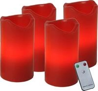 Star Trading LED Wachskerzen Set, 4er-Set flammenlose Kerzen in Rot mit