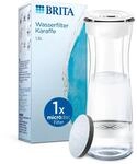 BRITA Wasserfilterkaraffe, wei&szlig; (1,3L) inkl. 1 MicroDisc Wasserfilter &ndash; stilvolle,