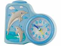 JACQUES FAREL Kinderwecker Delfine hellblau ohne Ticken, mit Licht und Snooze...