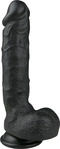 Easytoys - Saugnapf-Dildo mit Hoden (22,5cm) - schwarz