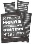 Herding Young Collection Bettw&auml;sche-Set, Wendemotiv mit Spruch, Bettbezug 135 x 200