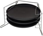 Zenker Pizzaset 4-teilig, 3 x Pizzablech mit St&auml;nder, Pizzabackblech, rund (&Oslash; 29