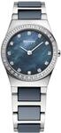 BERING Damen Quarz Uhr | Armbanduhr 26 mm silbernes Edelstahlgeh&auml;use und blaues