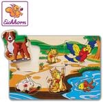 Eichhorn 100005452 - Steckpuzzle 30x20cm mit 6 Steckteilen, Motive: Tiere/Fahrzeuge,