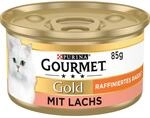 GOURMET Gold Raffiniertes Ragout, Katzenfutter nass, mit Lachs, 12 x 85g