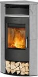 Fireplace Kft. Malta Fireplace Kaminofen mit Specksteinverkleidung 6 kW, Silber,