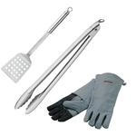 R&Ouml;SLE Barbecue-Set 3-tlg., Hochwertiges Grillset mit Leder-Grillhandschuhe,