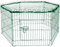 dobar 80596 6-eckiges Freilaufgehege, Kaninchengehege aus Metall mit Nylon Netz f&uuml;r