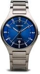 BERING Herren Quarz Uhr | Armbanduhr 39 mm silbernes Titangeh&auml;use und blaues