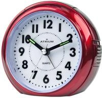 Atrium Wecker Analog Quarz ohne Ticken mit Licht und Snooze Rot Metallic A240-1