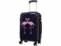 Trendyshop365 bunter Hartschalen Handgepäck Koffer - Flamingo Motiv - 57...