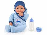 Bayer Design 94683AA -Funktionspuppe Hello Baby Boy mit Zubehör, 46 cm, blau