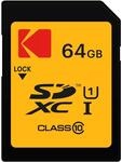 Kodak SD-Karte 64 GB UHS-I U1 V10 SDHC/XC &ndash; Speicherkarte, Lesegeschwindigkeit 85