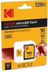Kodak EKMSDM128GXC10K Premium 128GB microSDXC Speicherkarte, Highspeed, SD-Adapter