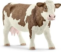 SCHLEICH Farm World | Fleckvieh-Kuh 13801 Bauernhof Spielfigur | detailgetreue