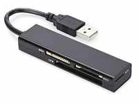 ednet 85241 , USB 2.0 Kartenleser , 4 Ports (MS, SD/SDHC, T-flash, CF) , Schwarz