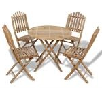 vidaXL Gartenm&ouml;bel Bambus Sitzgruppe Gartengarnitur Gartenset Tisch 4 St&uuml;hle