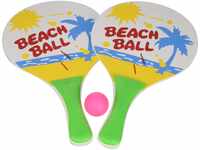 Idena 7408448 - Beachball Set mit 2 Schlägern und einem Ball, Ballspiel für...
