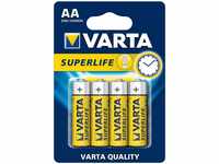 VARTA 10500406 - Superlife Zink-Kohle Batterie AA / R6 mit 1,5 Volt, 4er Set,