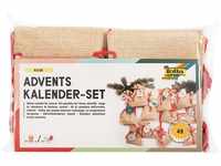 folia 63121 - Adventskalender Set mit Säckchen in Jute-Optik, Schnur 2 m lang, 24