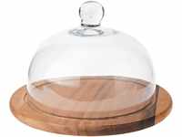 Zassenhaus Käseglocke | Glasglocke mit Holzboden aus Akazienholz | Rundes Käsebrett