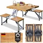 Casaria&reg; Campingtisch mit St&uuml;hlen Klappbar Tragegriff Schirmhalter 4 Personen