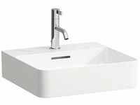 Laufen VAL Handwaschbecken, ohne Hahnloch, mit Überlauf, 450x420, weiß, Farbe: