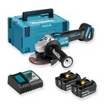 Makita Akku-Winkelschleifer 18 V / 4,0 Ah im MAKPAC inklusive 2 Akkus und Ladeger&auml;t,