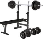 GORILLA SPORTS&reg; Hantelbank mit Hantelset 38/70/100 kg, bis 200 kg, klappbar |...
