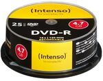 Intenso DVD-R Rohlinge 4,7GB 1x-16x 25er Spindel Cakebox kratzfest