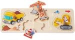 HABA 301943 - Greifpuzzle Auf der Baustelle, 4-teiliges Holzpuzzle mit bunten