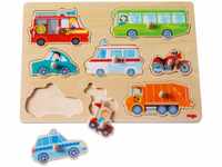 HABA 301940 - Greifpuzzle Fahrzeug-Welt , Holzspielzeug ab 12 Monaten , 8-teiliges