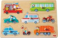 HABA 301940 - Greifpuzzle Fahrzeug-Welt, Holzspielzeug ab 12 Monaten, 8-teiliges