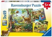 Ravensburger Puzzle Wald-/Zoo-/Haustiere - 3x49 Teile Puzzle ab 5 Jahre | 3x49 Teile