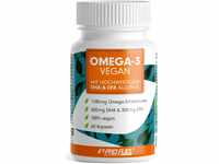Omega-3 vegan aus Algenöl [1.100 mg] Testsieger 2021 - Hochdosiert mit 300mg...