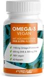 Omega-3 vegan Kapseln 60x - 2000 mg Algen&ouml;l pro Tag - hochdosiert: 600 mg DHA...