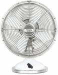 H.Koenig JOE50 Tischventilator/Retro-Design/Metall/Wei&szlig;, 28 x 34 x 20 cm/Vertikale