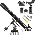 Omegon Teleskop AC 90/1000 EQ-2 | Refraktor f&uuml;r Einsteiger & Fortgeschrittene | 90mm