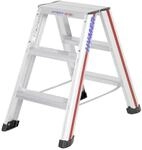 Hymer Stufenstehleiter 2x3 Stufen (beidseitig begehbar, Spreizsicherung, gro&szlig;e