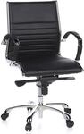 hjh OFFICE 660502 Profi Chefsessel Parma 10 Leder Schwarz/Chrom moderner B&uuml;rostuhl,