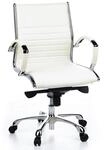 hjh OFFICE 660512 Profi Chefsessel Parma 10 Leder Wei&szlig;/Chrom moderner B&uuml;rostuhl,