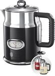 Russell Hobbs Wasserkocher [1,7l, 2400W] Retro Schwarz & polierter Edelstahl