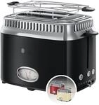 Russell Hobbs Toaster [f&uuml;r 2 Scheiben] Retro Edelstahl Schwarz (Countdown-Anzeige im