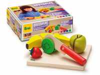 Erzi 28206 Schneidset Obstsalat aus Holz, Kaufladenartikel für Kinder, Rollenspiele