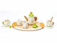 Hape Tea Set for Two Wooden Tea Party Playset , Wooden Pretend Tea Playset for...