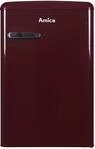 Amica KS 15611 R Retro K&uuml;hlschrank mit Gefrierfach / Wine Red (Weinrot) / 88cm...
