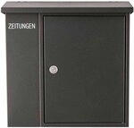 HEIBI Metall Briefkasten mit integrierem Zeitungsfach, Stahl grafitgrau, H. ca. 40 cm