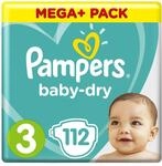 Pampers Baby Dry Mega Plus Pack, Gr&ouml;&szlig;e 3.5-9 kg, 1er Pack (1 x 112 St&uuml;ck)